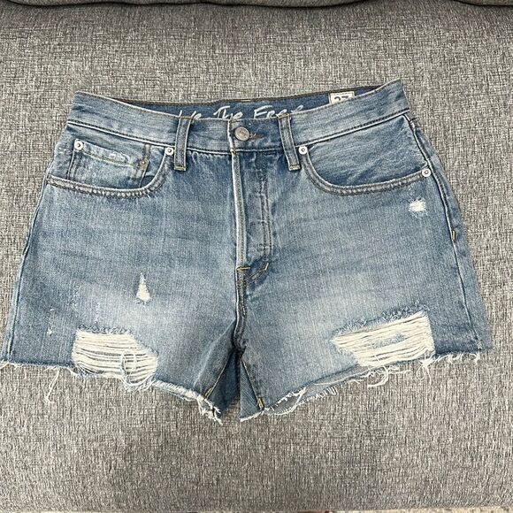 Free People We the Free Sofia Denim Short Regular Mid Rise Button Fly Size 27 - Picture 3 of 11